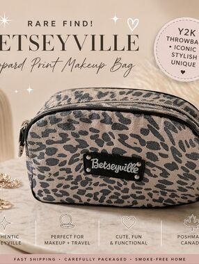 Betsey Johnson's Betseyville/ Leopard Print Makeup/ Cosmetic Bag
